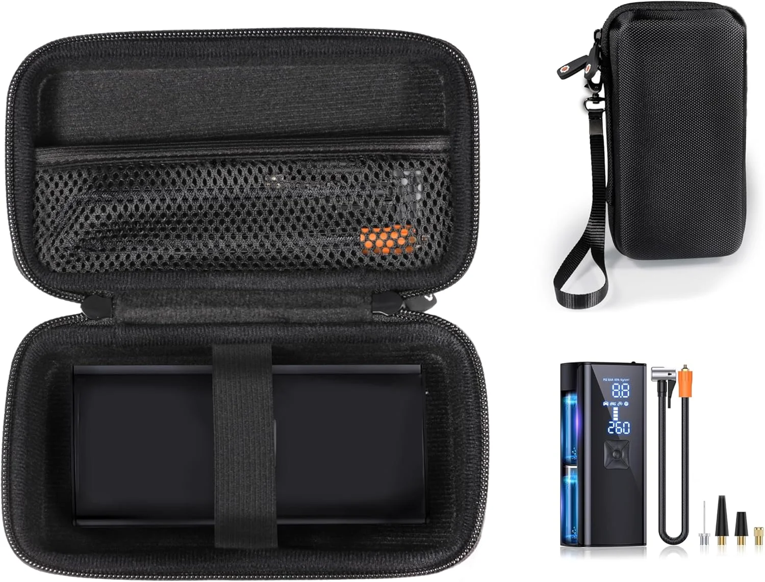 کیف حمل کمپرسور باد تایر قابل حمل Getgear سازگار با کمپرسور باد تایر ILTIDE، پمپ باد قابل حمل 150PSI، سازمان دهنده مسافرتی هوشمند و باریک