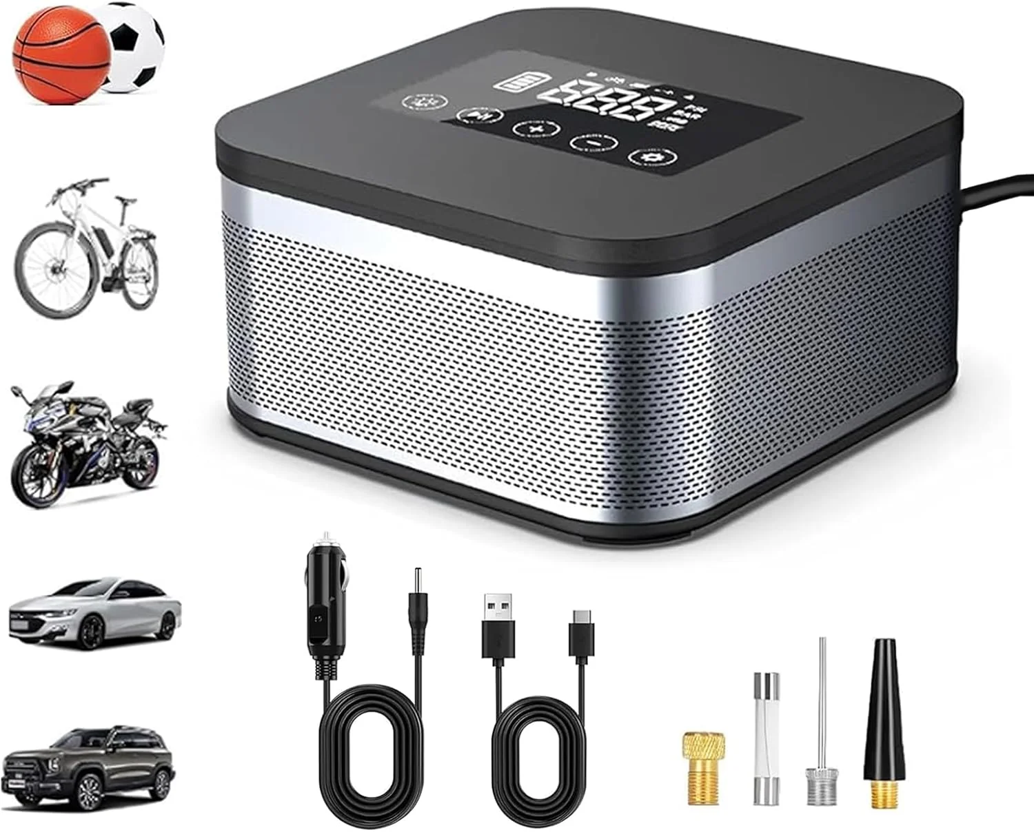 پمپ باد قابل حمل FIBEPRO، کمپرسور هوا بی سیم 7800 میلی آمپری برای لاستیک خودرو، پمپ لاستیک مینی لمسی بی سیم 150 PSI، پمپ لاستیک برای لاستیک خودرو، موتور سیکلت، دوچرخه، توپ