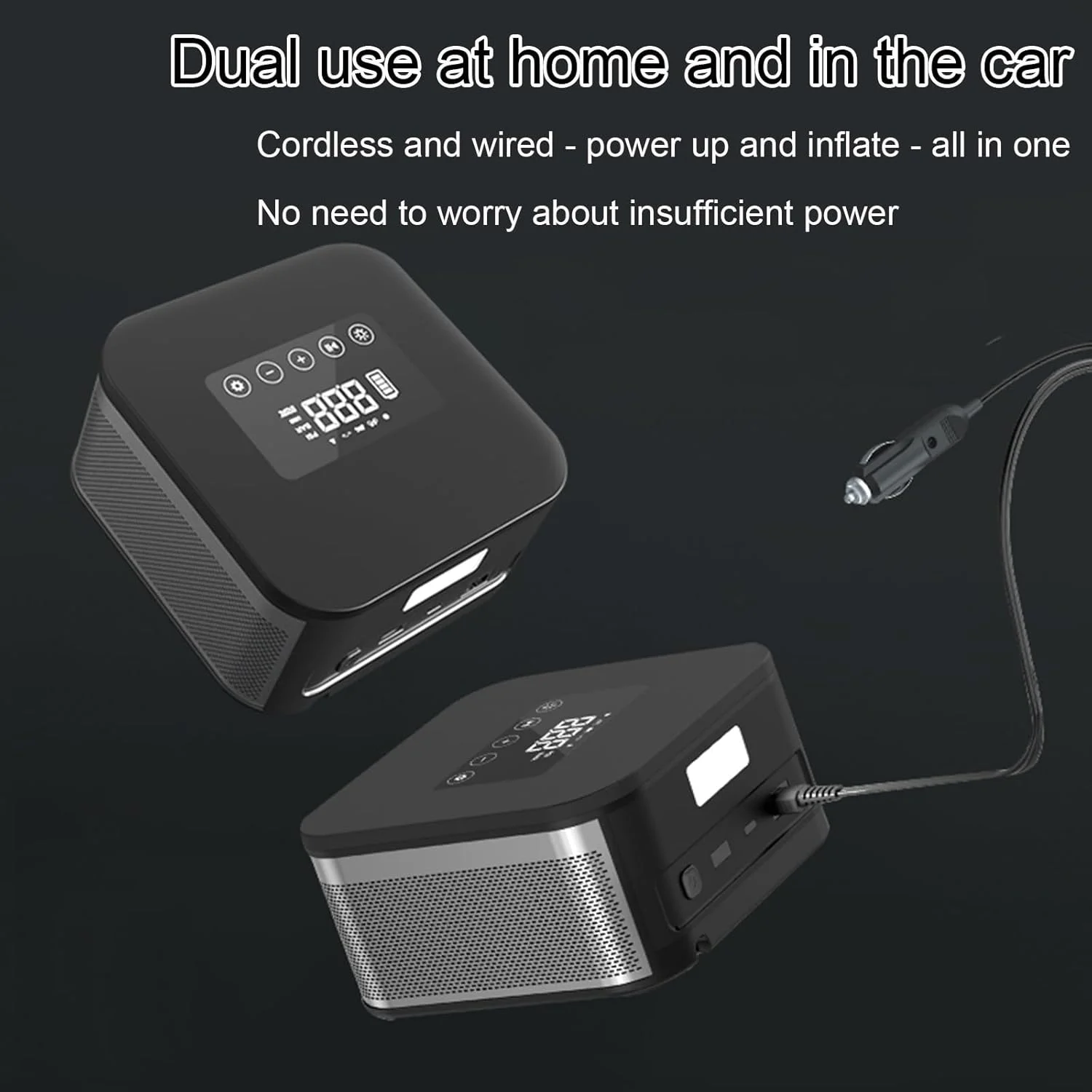 پمپ باد قابل حمل FIBEPRO، کمپرسور هوا بی سیم 7800 میلی آمپری برای لاستیک خودرو، پمپ لاستیک مینی لمسی بی سیم 150 PSI، پمپ لاستیک برای لاستیک خودرو، موتور سیکلت، دوچرخه، توپ