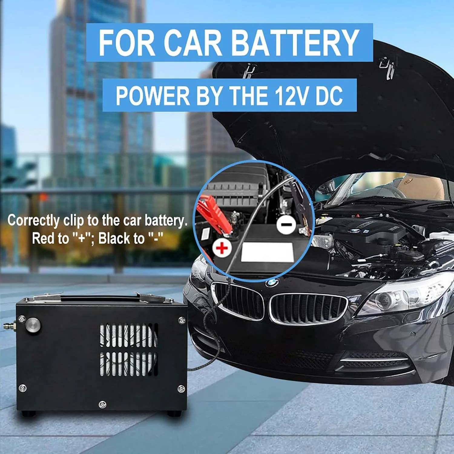 کمپرسور هوای PCP، کمپرسور فشار قوی 300 بار با قابلیت تنظیم و توقف خودکار، نسخه نمایشگر LCD، مجهز به خنک کننده آبی، شارژ تفنگ های بادی PCP با آداپتور