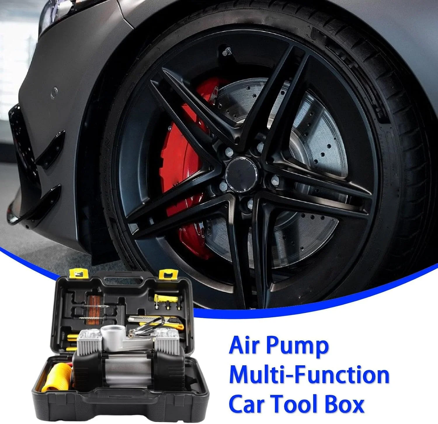 جعبه ابزار کمپرسور هوا، مجموعه ابزار پمپ هوا | پمپ باد چند منظوره قابل حمل 12 ولت برای مسافرت، خودرو، کامیون، RV، دوچرخه، مواقع اضطراری و مصارف خانگی جعبه ابزار کمپرسور هوا، مجموعه ابزار پمپ هوا | پمپ باد چند منظوره قابل حمل 12 ولت برای مسافرت، خودرو، کامیون، RV، دوچرخه، مواقع اضطراری و مصارف خانگی