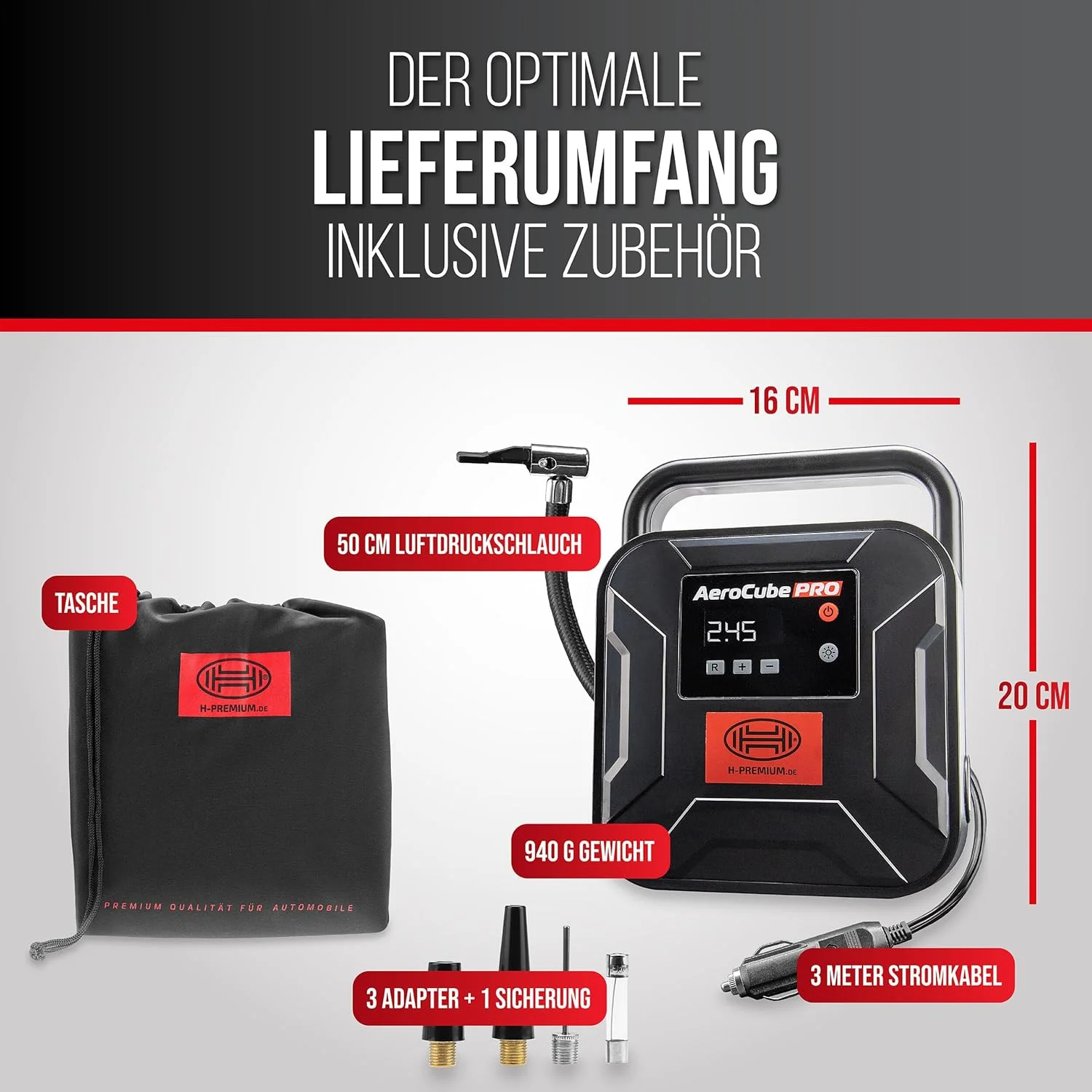 کمپرسور هوای دیجیتال премиум Heyner 12V Aerocube، حجم 35 لیتر در دقیقه