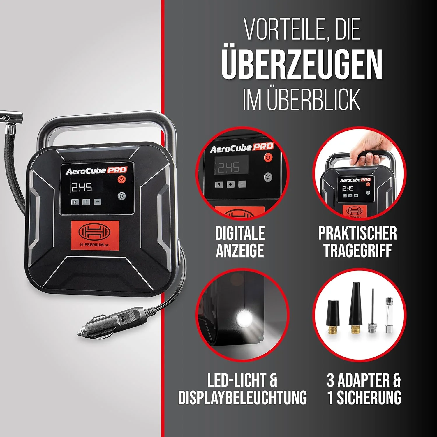 کمپرسور هوای دیجیتال премиум Heyner 12V Aerocube، حجم 35 لیتر در دقیقه