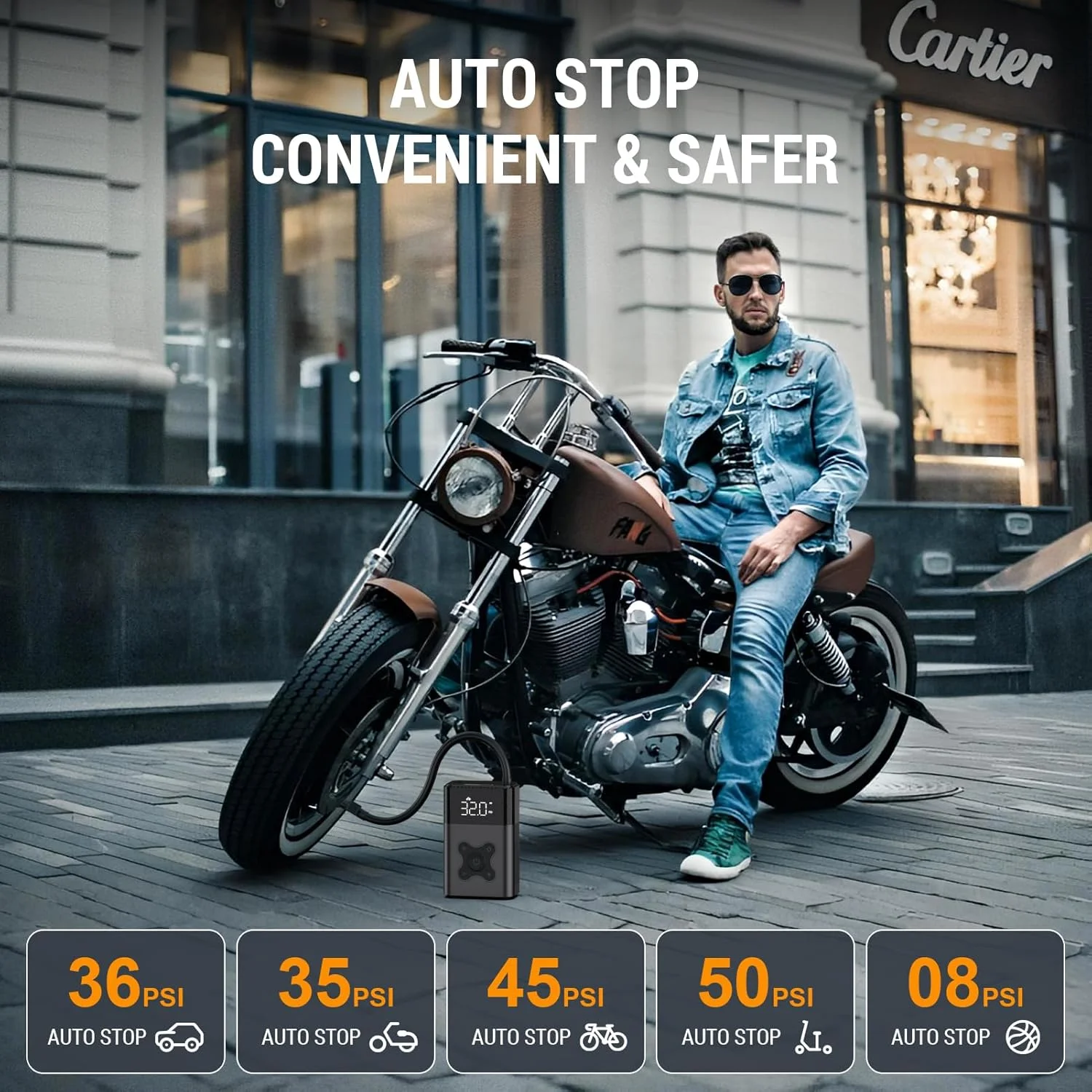 پمپ باد قابل حمل ZSX، کمپرسور هوا 150 PSI برای خودرو، پمپ برقی با درجه فشار دیجیتال، پمپ باد قابل حمل برای خودروهای جمع و جور، موتورسیکلت برقی، دوچرخه، مشکی