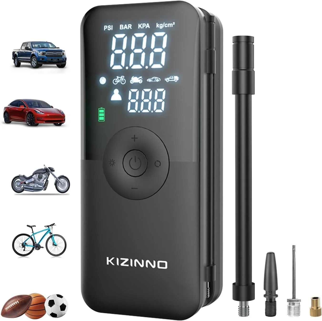 کمپرسور باد قابل حمل - تایر بادی با سرعت بالا 150PSI، پمپ بادی قابل حمل بی سیم، دکمه تخلیه باد، فشارسنج دیجیتال، تایر بادی برای ماشین، وانت، موتور و غیره