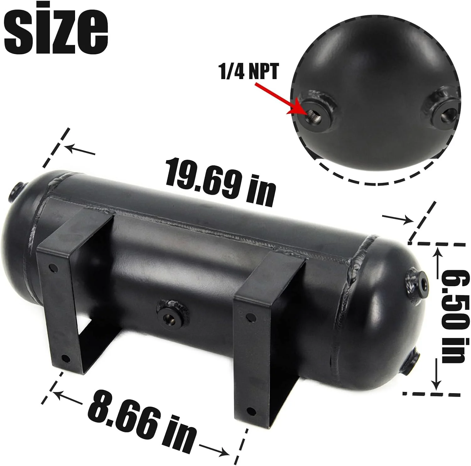 مخزن هوای 12 لیتری برای سیستم تعلیق، سیستم بادی، کیسه هوا، بوق خودرو، کامیون و قطار، 200 PSI