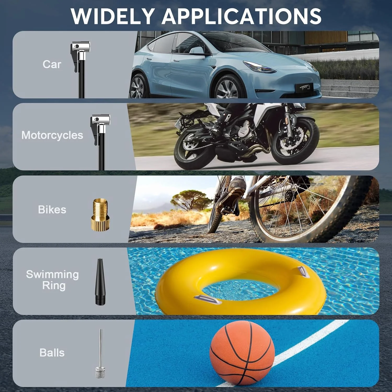 کمپرسور باد قابل حمل MEUCI - پمپ باد بی سیم برای لاستیک خودرو 10000mAh با باتری 150PSI پمپ باد برقی دوچرخه با فشارسنج دیجیتال برای خودرو، موتورسیکلت، دوچرخه، توپ