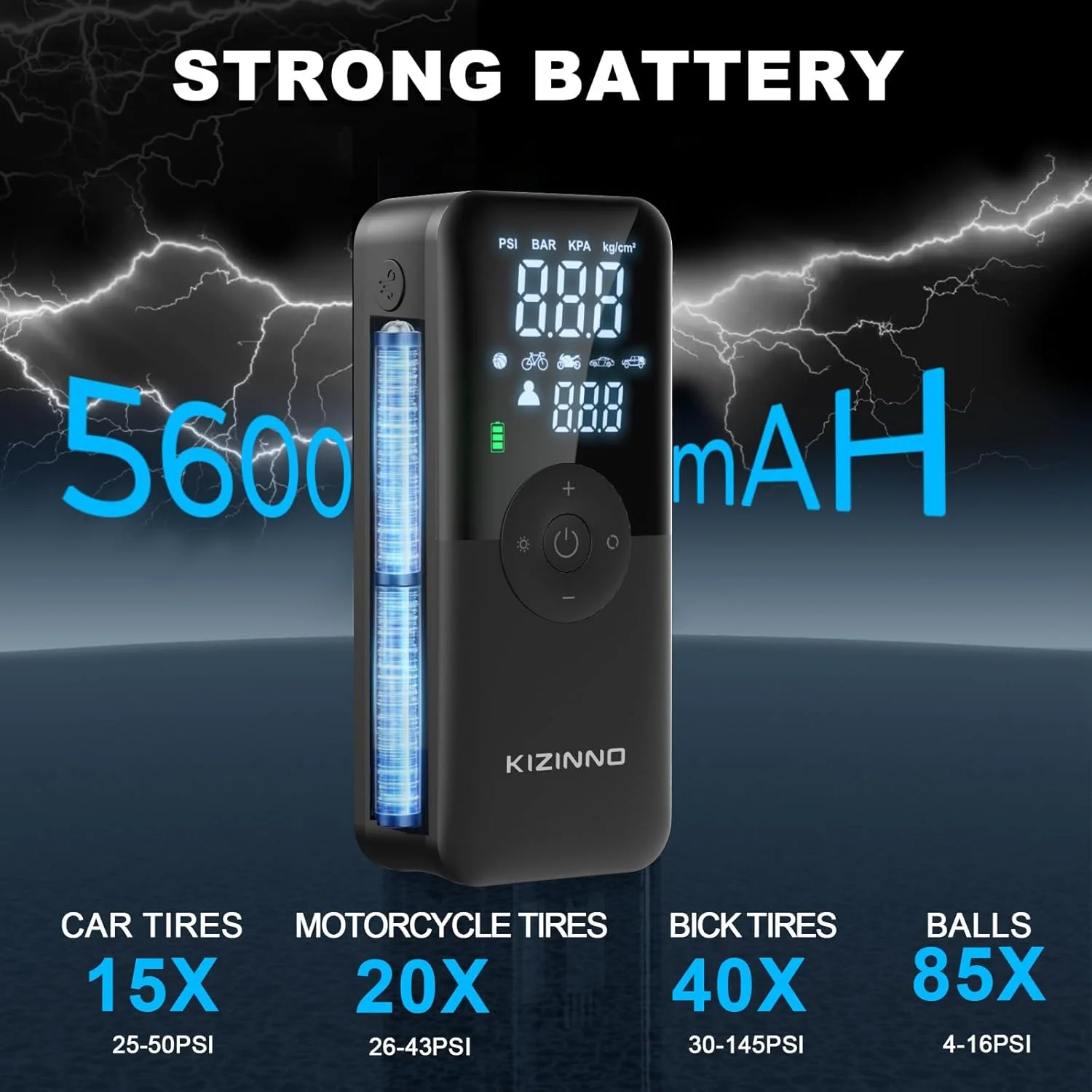 کمپرسور باد قابل حمل - تایر بادی با سرعت بالا 150PSI، پمپ بادی قابل حمل بی سیم، دکمه تخلیه باد، فشارسنج دیجیتال، تایر بادی برای ماشین، وانت، موتور و غیره