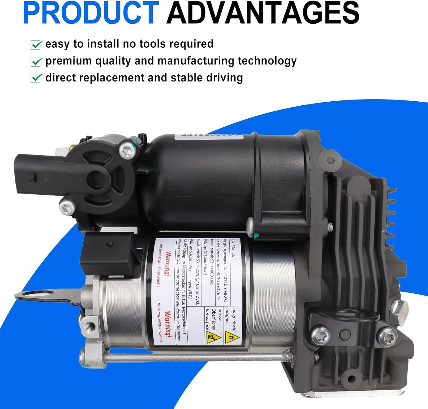 پمپ کمپرسور سیستم تعلیق بادی سازگار با مرسدس بنز W221 CL216 S350 S400 S450 S550 S600 S63 AMG مرسدس کلاس ML GL کلاس W166 X166 سال های 2007-2012 جایگزین 2213201604 2213200704 A1663200104 پمپ کمپرسور سیستم تعلیق بادی سازگار با مرسدس بنز W221 CL216 S350 S400 S450 S550 S600 S63 AMG مرسدس کلاس ML GL کلاس W166 X166 سال های 2007-2012 جایگزین 2213201604 2213200704 A1663200104