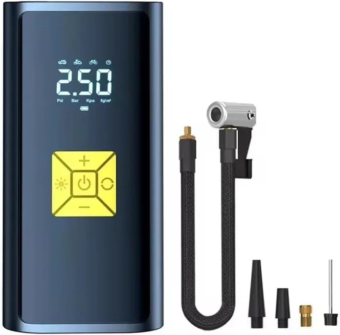 کمپرسور باد شارژی تایر - باتری قابل شارژ 6000 میلی آمپر ساعتی، نمایشگر دیجیتال، خاموش شدن خودکار، چراغ LED، کابل شارژ خودرو، پمپ باد قابل حمل برای خودرو، دوچرخه، موتورسیکلت، توپ و وسایل بادی