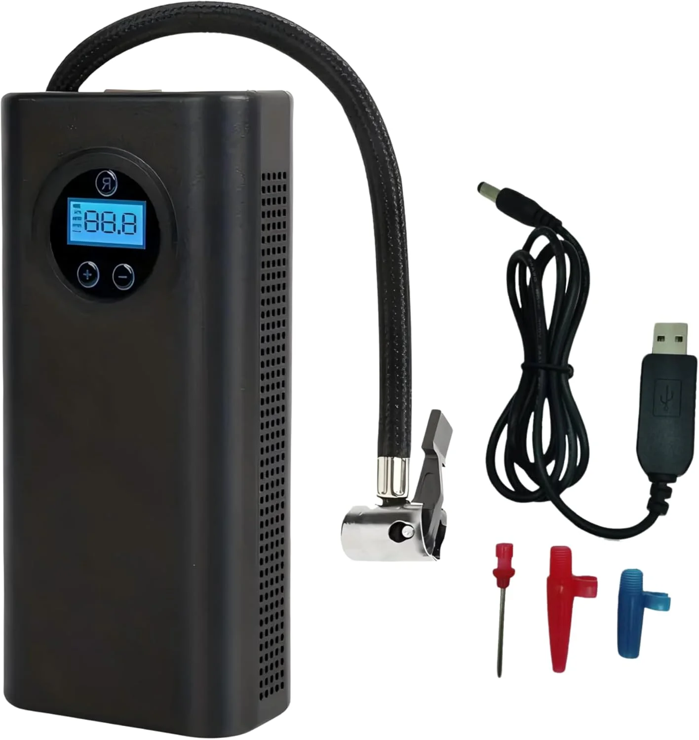 پمپ باد شارژی قابل حمل - 150 PSI، کمپرسور هوا قابل شارژ برای ماشین، موتور سیکلت، دوچرخه و توپ - فشار سنج، خاموش شدن خودکار، باد کردن سریع