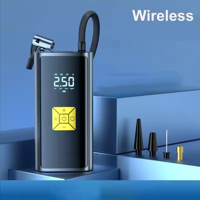 کمپرسور باد شارژی تایر - باتری قابل شارژ 6000 میلی آمپر ساعتی، نمایشگر دیجیتال، خاموش شدن خودکار، چراغ LED، کابل شارژ خودرو، پمپ باد قابل حمل برای خودرو، دوچرخه، موتورسیکلت، توپ و وسایل بادی