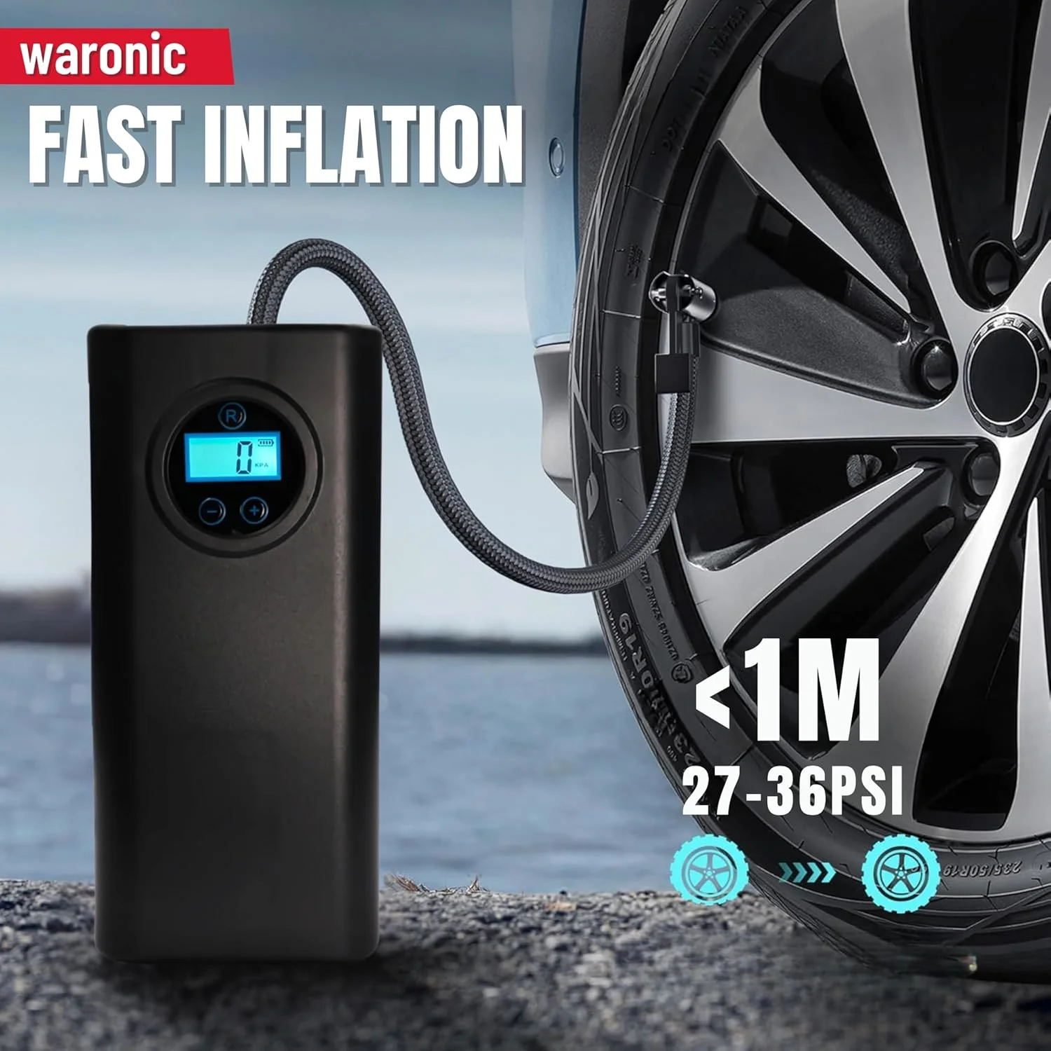 پمپ باد شارژی قابل حمل - 150 PSI، کمپرسور هوا قابل شارژ برای ماشین، موتور سیکلت، دوچرخه و توپ - فشار سنج، خاموش شدن خودکار، باد کردن سریع پمپ باد شارژی قابل حمل - 150 PSI، کمپرسور هوا قابل شارژ برای ماشین، موتور سیکلت، دوچرخه و توپ - فشار سنج، خاموش شدن خودکار، باد کردن سریع