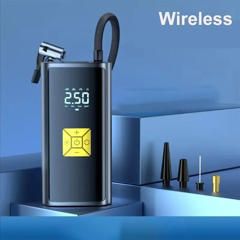 کمپرسور باد شارژی تایر - باتری قابل شارژ 6000 میلی آمپر ساعتی، نمایشگر دیجیتال، خاموش شدن خودکار، چراغ LED، کابل شارژ خودرو، پمپ باد قابل حمل برای خودرو، دوچرخه، موتورسیکلت، توپ و وسایل بادی