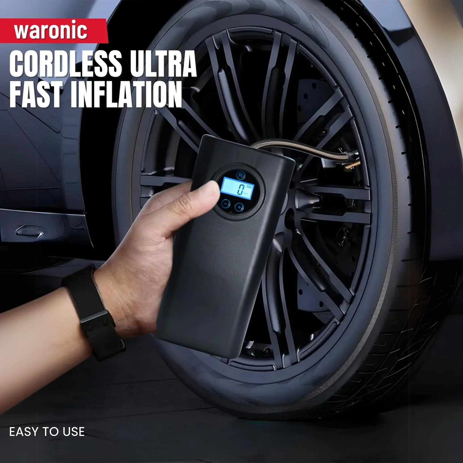 پمپ باد شارژی قابل حمل - 150 PSI، کمپرسور هوا قابل شارژ برای ماشین، موتور سیکلت، دوچرخه و توپ - فشار سنج، خاموش شدن خودکار، باد کردن سریع پمپ باد شارژی قابل حمل - 150 PSI، کمپرسور هوا قابل شارژ برای ماشین، موتور سیکلت، دوچرخه و توپ - فشار سنج، خاموش شدن خودکار، باد کردن سریع