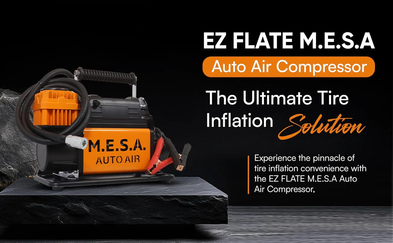 کمپرسور هوای تک سیلندر قابل حمل EZ FLATE M.E.S.A با حجم 5.65 CFM و ولتاژ 12 ولت | شلنگ هوا | مناسب آفرود | مقاوم (M.E.S.A. AUTO AIR)