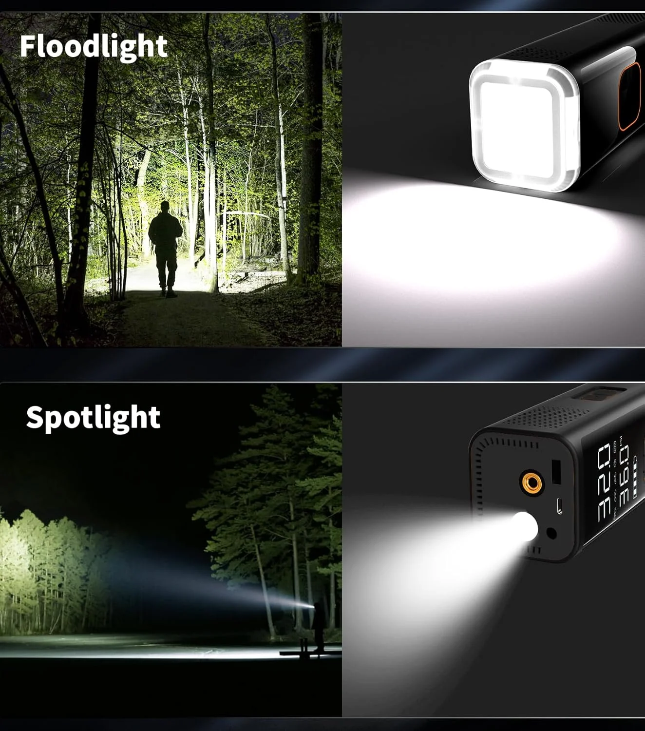 پمپ باد تایر خودرو کمپرسور هوا قابل حمل، پمپ باد تایر قابل حمل 12 ولت DC برای خودرو با فشارسنج LED، 150PSI و پمپ باد تایر قابل شارژ 6000MAH برای تایرهای خودرو (رنگ مشکی)