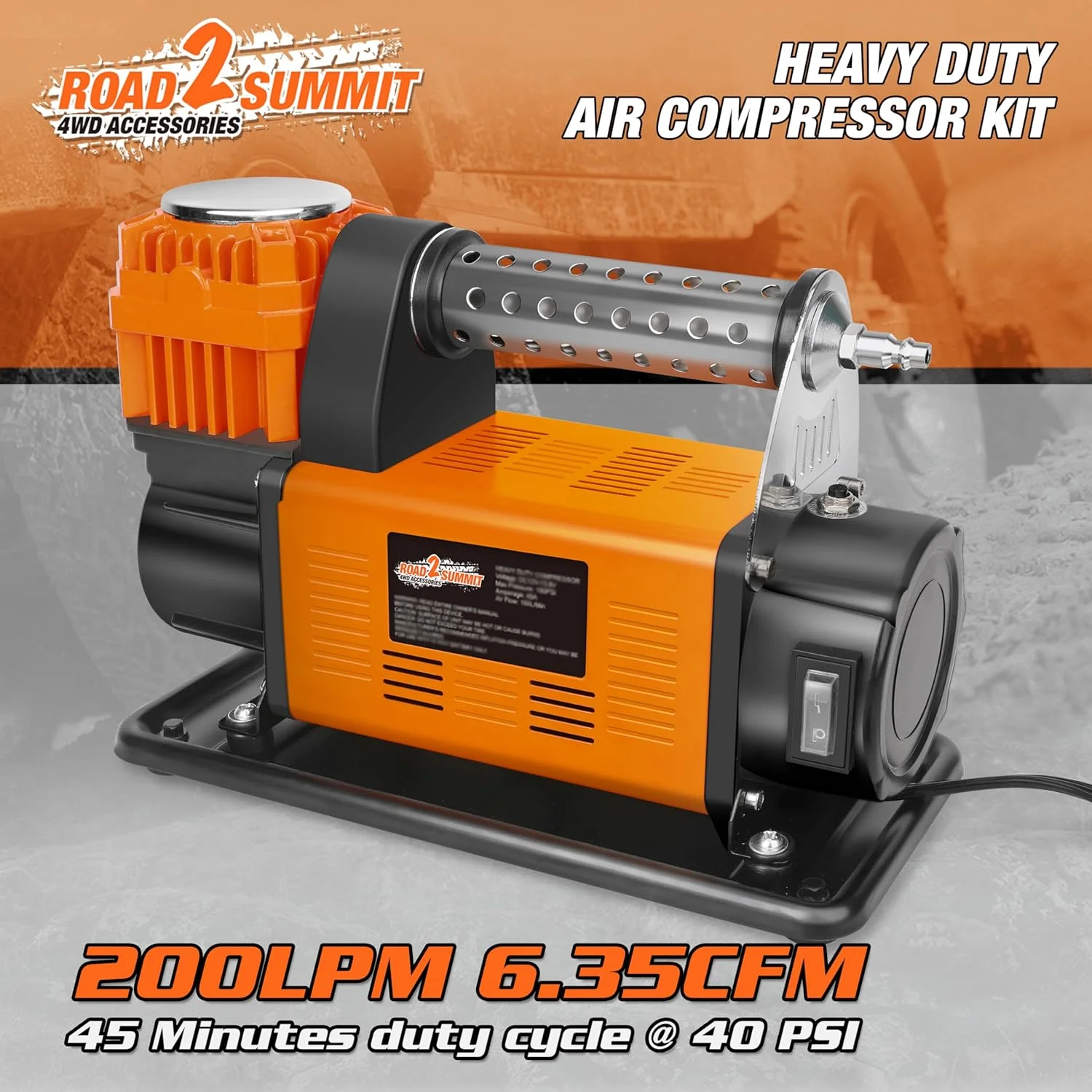 کمپرسور هوا با فشارسنج دیجیتال و کیت باد کردن تایر، کمپرسور قابل حمل 12 ولت با قدرت بالا 200 لیتر در دقیقه، حداکثر 9.3 بار، کیت پمپ باد مناسب خودروهای دو دیفرانسیل، کمپر، ای تی وی، ماشین و لاستیک های شاسی بلند