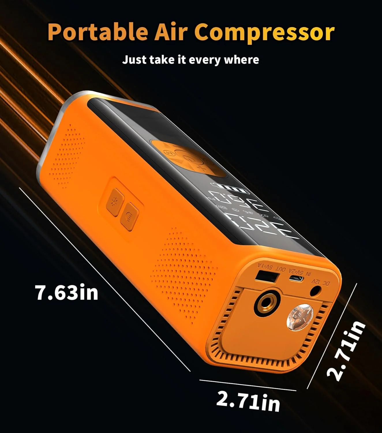 پمپ باد قابل حمل VIL، کمپرسور هوا 150PSI با سرعت накачивания 4 برابر سریعتر، پمپ هوای بی سیم با سنسور دیجیتال با دقت بالا و صفحه نمایش LCD، پمپ هوای برقی ایده آل برای اتومبیل، لاستیک دوچرخه، توپ