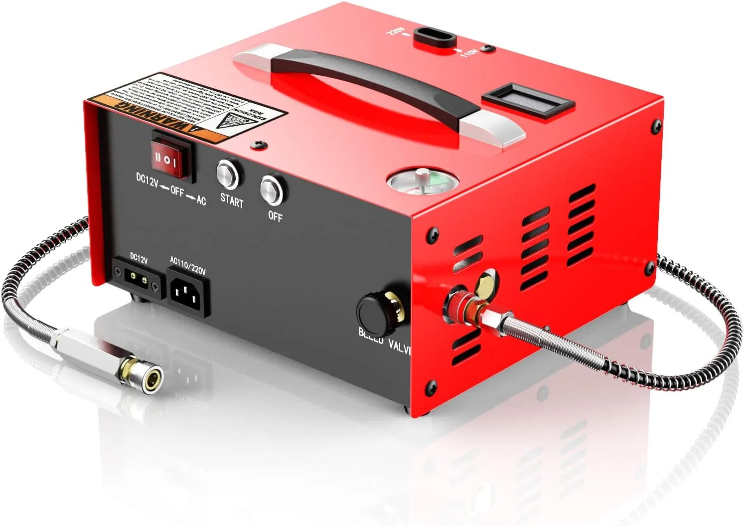 کمپرسور هوای پی سی پی GX CS1-I، خاموشی خودکار، بدون روغن، دارای فیلتر یکپارچه آب و روغن، با قابلیت تغذیه از برق 12 ولت DC خودرو یا برق 220 ولت AC خانگی، 4500Psi/30Mpa