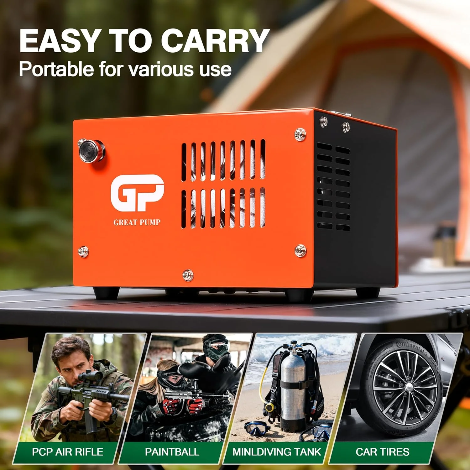 کمپرسور هوای پی سی پی TUXING 300Bar، قابل حمل 4500Psi/30Mpa، سازگار با اتصال سریع 8 میلی متری برای تفنگ بادی پی سی پی با جداکننده آب/روغن، آداپتور برق داخلی (220 ولت AC یا باتری خودرو 12 ولت)