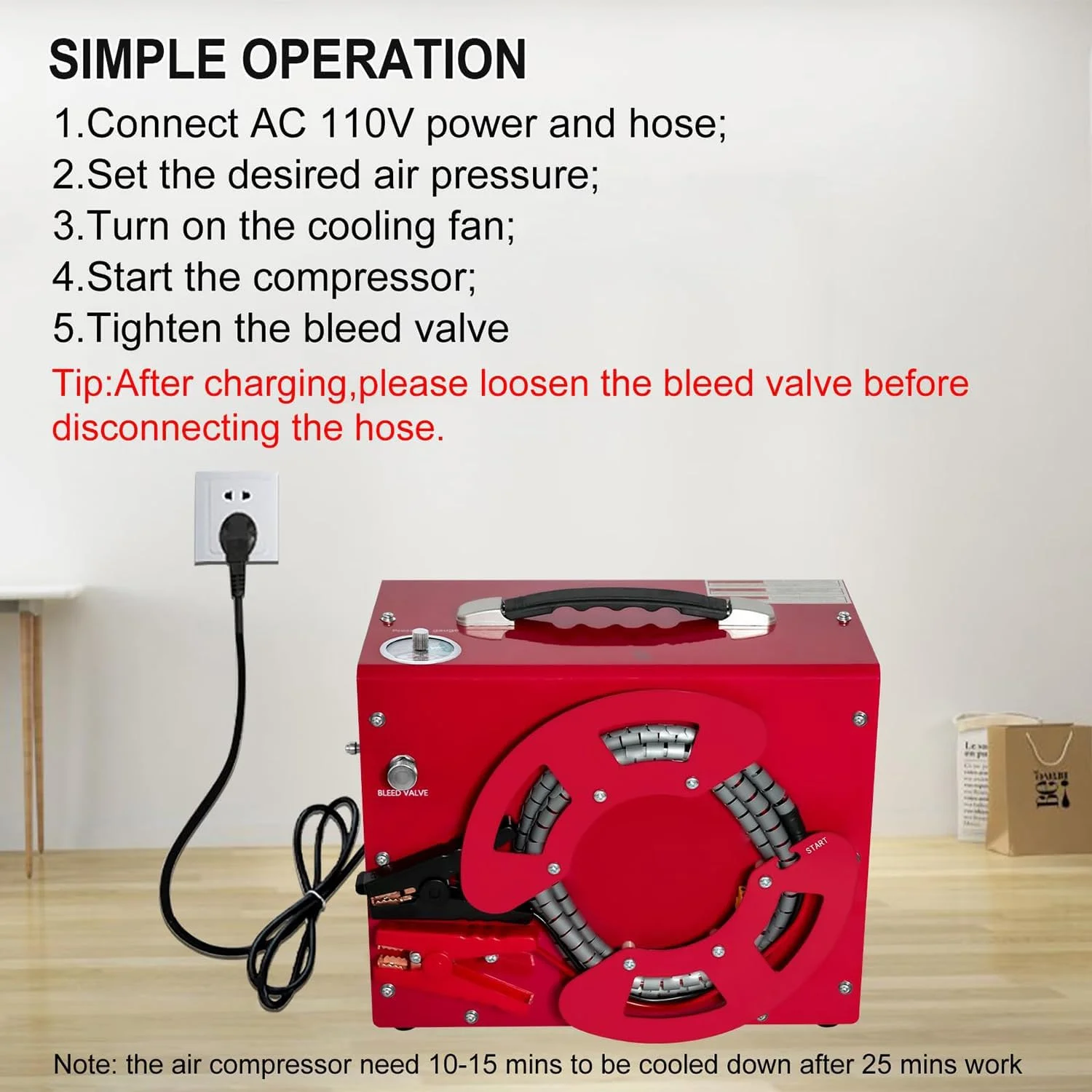 کمپرسور هوای پی سی پی MaxtiL 4640Psi، دارای مبدل/فیلتر روغن-آب داخلی، توقف خودکار، بدون روغن/آب، طراحی عمودی/قرقره سیم منحصر به فرد و قابل حمل، تغذیه شده توسط برق 12 ولت DC خودرو یا 110 ولت AC خانگی برای مخزن غواصی/پینت بال کمپرسور هوای پی سی پی MaxtiL 4640Psi، دارای مبدل/فیلتر روغن-آب داخلی، توقف خودکار، بدون روغن/آب، طراحی عمودی/قرقره سیم منحصر به فرد و قابل حمل، تغذیه شده توسط برق 12 ولت DC خودرو یا 110 ولت AC خانگی برای مخزن غواصی/پینت بال