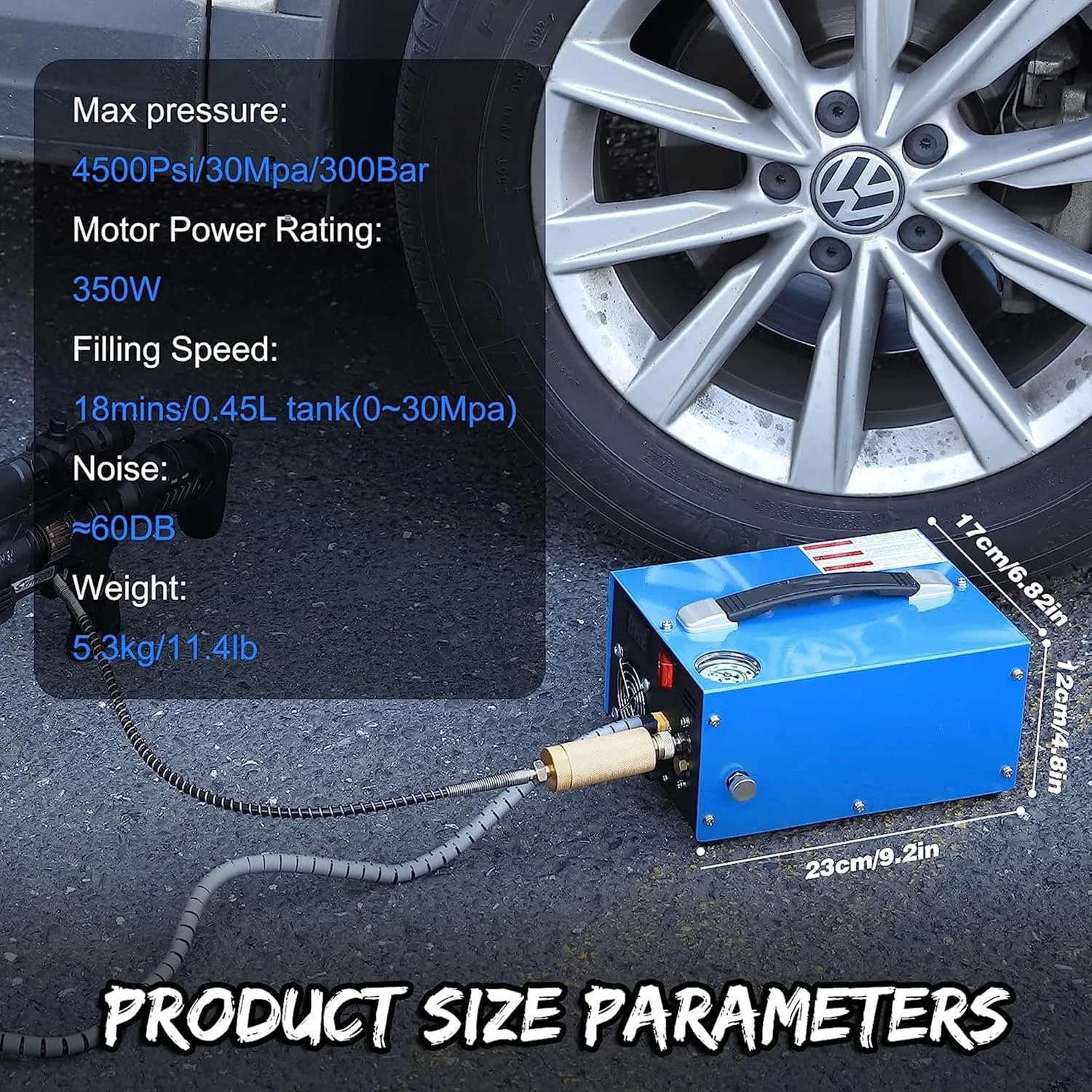 کمپرسور هوای PCP فشرده JOSBY، 4500Psi/30Mpa/300Bar با جداکننده آب/روغن، سیستم خنک کننده فن، پمپ هوای فشار قوی برای تفنگ/تپانچه PCP و مخزن پینت بال، 220v-110v-12v