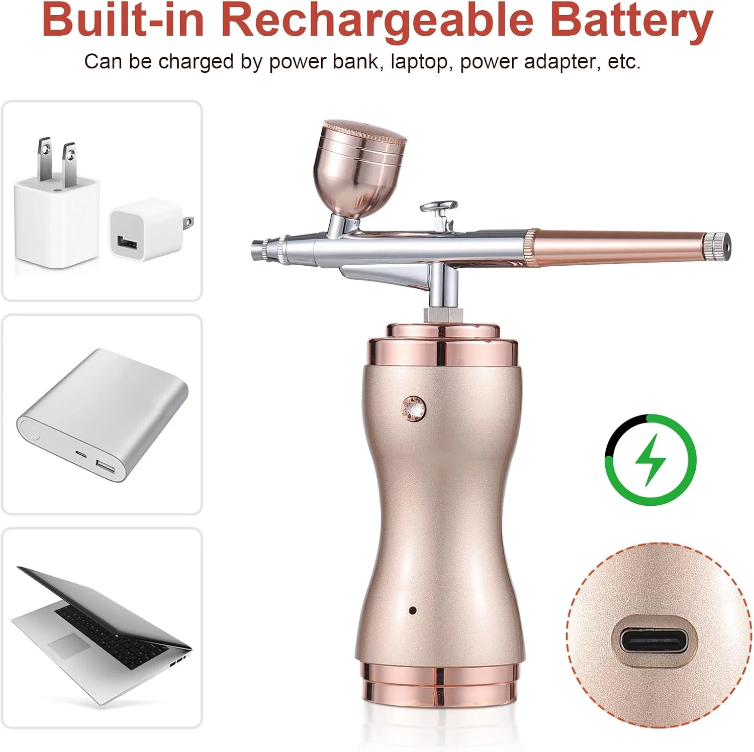 کیت قابل حمل Labymos با کمپرسور، قلم ایربراش بی سیم دستی دو حالته، فشار قابل تنظیم 3 سطحی، باتری داخلی برای نقاشی، مدل سازی، رنگ آمیزی، طراحی ناخن، آرایش، تزئین کیک