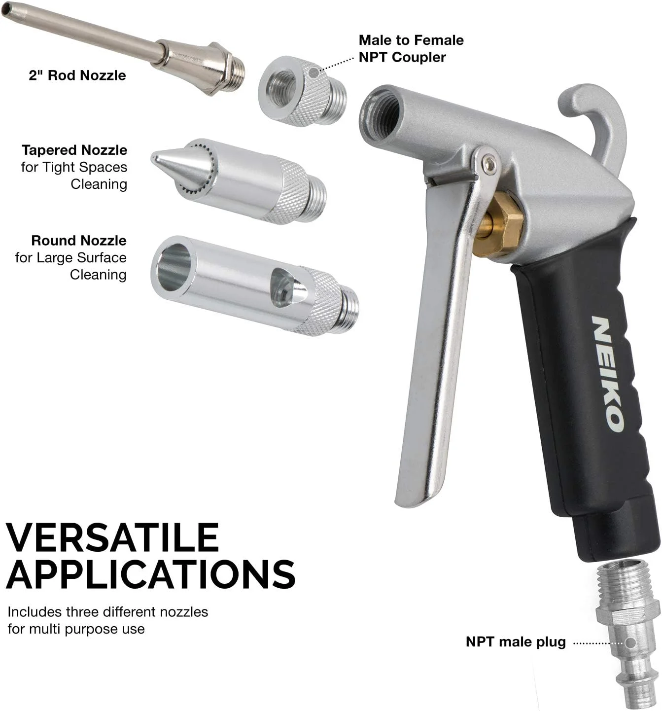 تفنگ بادی پرقدرت NEIKO 31121A | 3 عدد نازل بادی پنوماتیک | تفنگ گرد و غبار | لوازم جانبی کمپرسور تفنگ بادی | ¼ اینچ تفنگ بادی پرقدرت NEIKO 31121A | 3 عدد نازل بادی پنوماتیک | تفنگ گرد و غبار | لوازم جانبی کمپرسور تفنگ بادی | ¼ اینچ