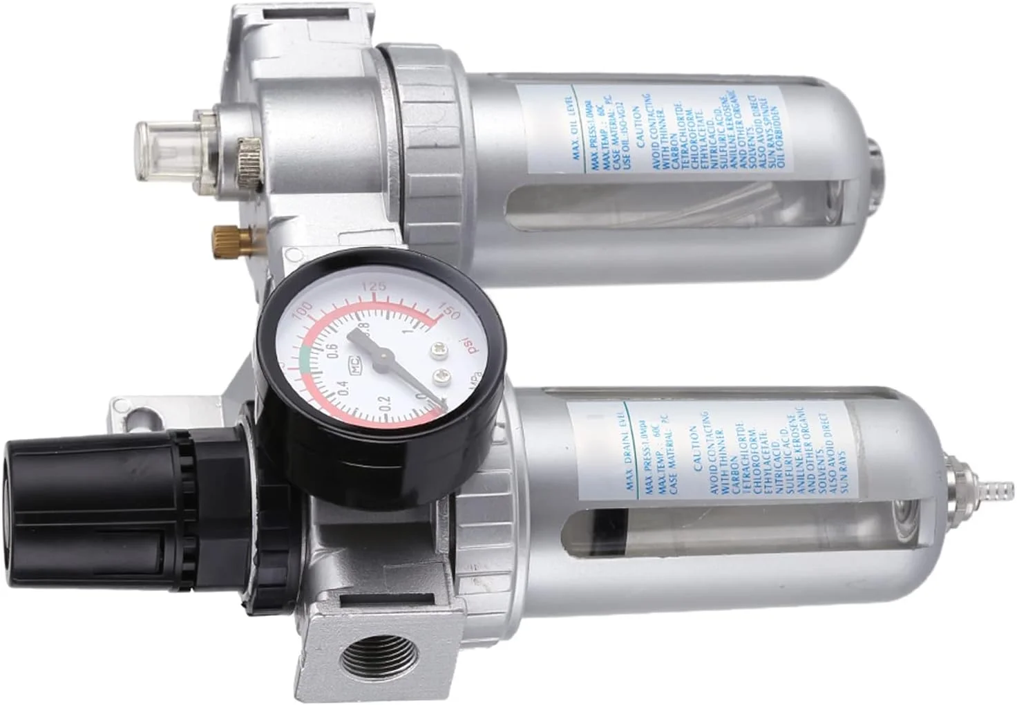 فیلتر رگولاتور کمپرسور هوا SFC300 سایز 3/8 اینچ، لوازم جانبی رگولاتور فشار هوا، ابزار جداکننده و پاک کننده تله آب و رطوبت به همراه گیج برای محافظت از ابزارهای بادی