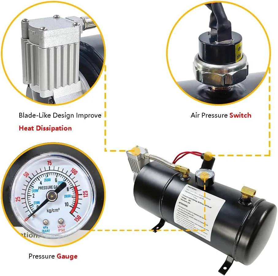 کمپرسور هوا A009-12V150P3L-R با مخزن 3 لیتری