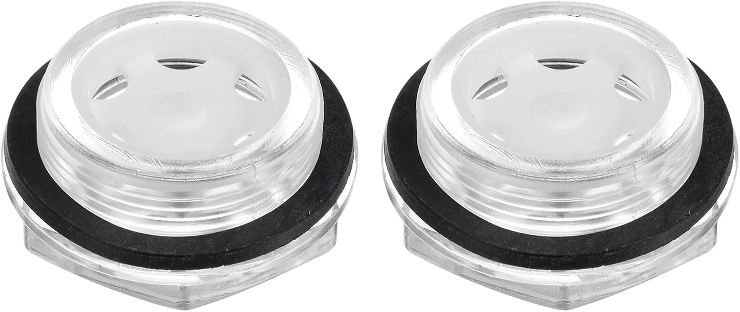 نشانگر سطح روغن کمپرسور هوا QUARKZMAN، رزوه M33 x 1.5 میلی متر، نشانگر سطح مایع شش ضلعی پلاستیکی، پنجره نشانگر روغن با حلقه O، برای مخازن انتقال، شفاف، بسته 2 عددی