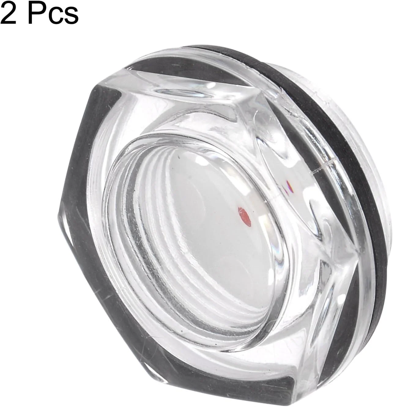 نشانگر سطح روغن کمپرسور هوا QUARKZMAN، رزوه M33 x 1.5 میلی متر، نشانگر سطح مایع شش ضلعی پلاستیکی، پنجره نشانگر روغن با حلقه O، برای مخازن انتقال، شفاف، بسته 2 عددی