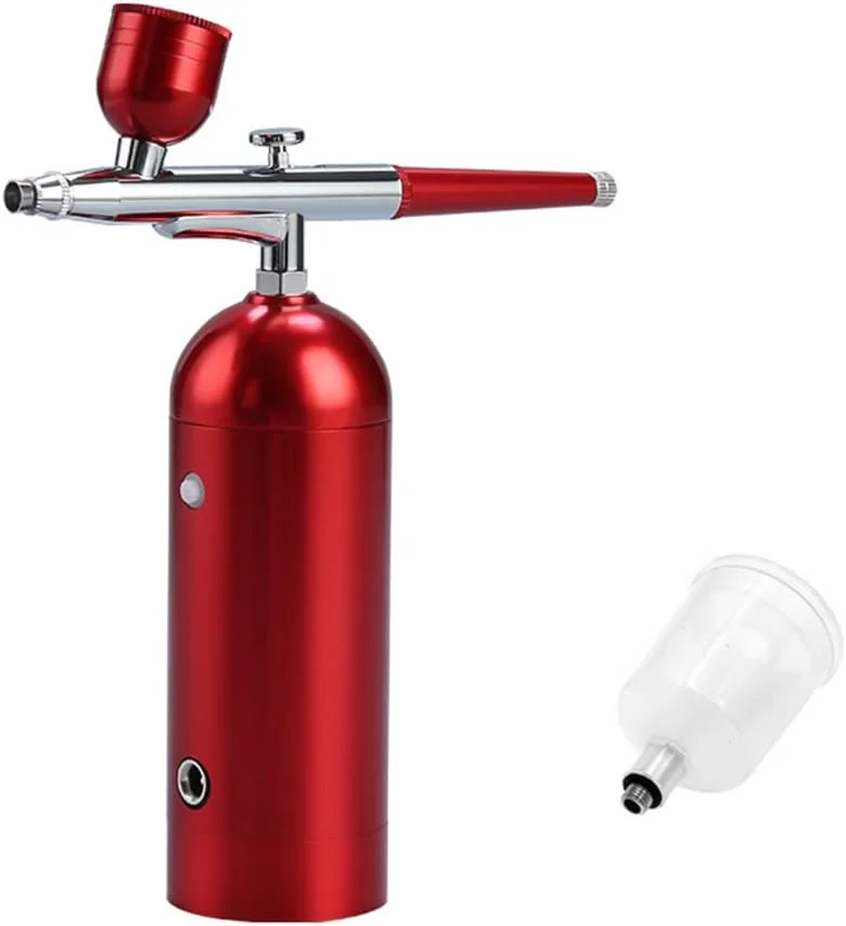 ست قابل حمل Fawoonu با کمپرسور، ایربراش بی سیم دستی دو حالته، فشار هوا 18PSI، باتری داخلی با 2 عدد مخزن رنگ برای نقاشی، رنگ آمیزی مدل، طراحی ناخن، آرایش، تزیین کیک