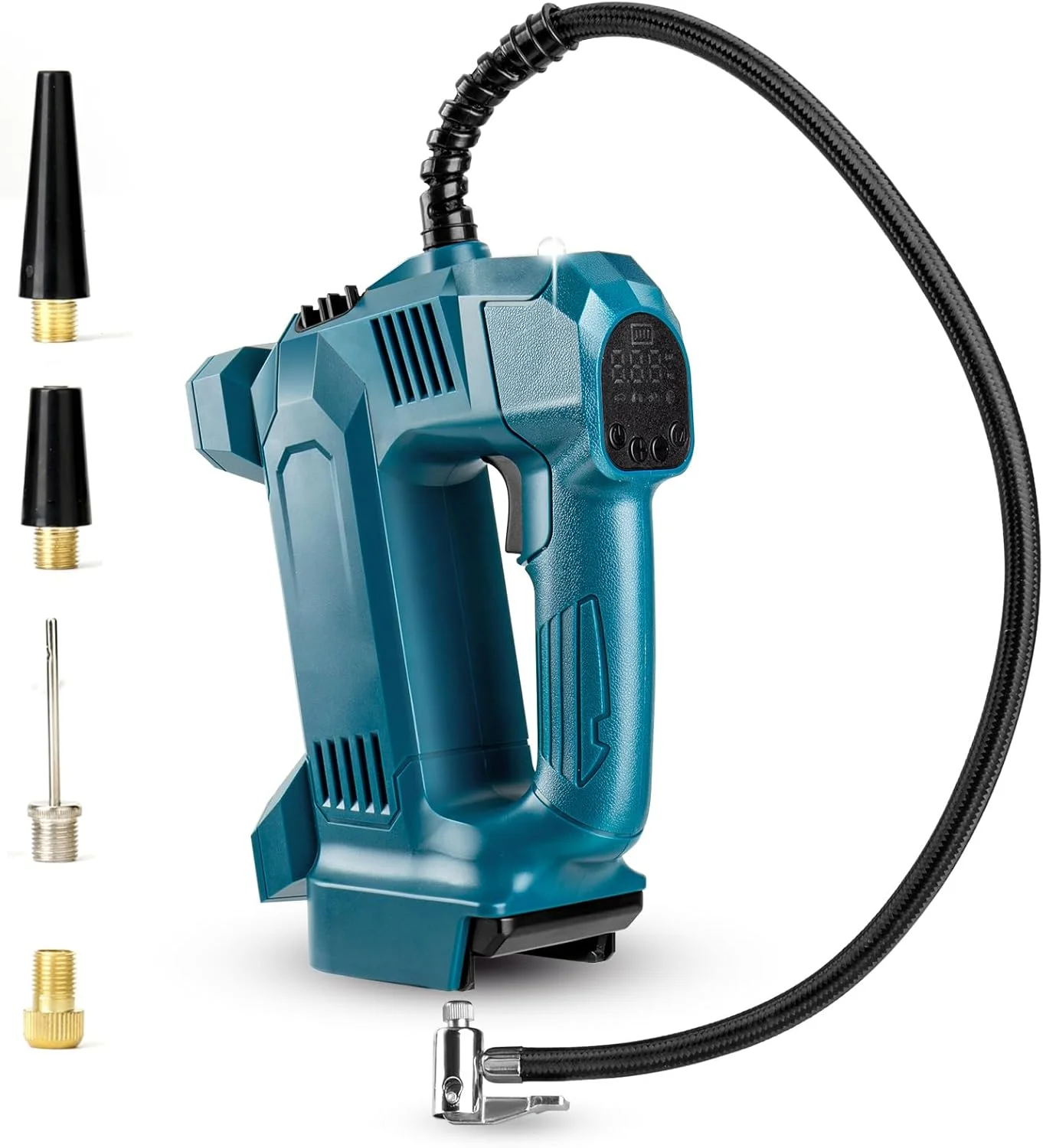 کمپرسور باتری Mucek برای بوش پروفشنال 18 ولت، 150 PSI/10.3 بار کمپرسور هوای قابل حمل، کمپرسور باتری ماشین با فشارسنج دیجیتال برای ماشین، موتور سیکلت، دوچرخه، توپ (بدون باتری)