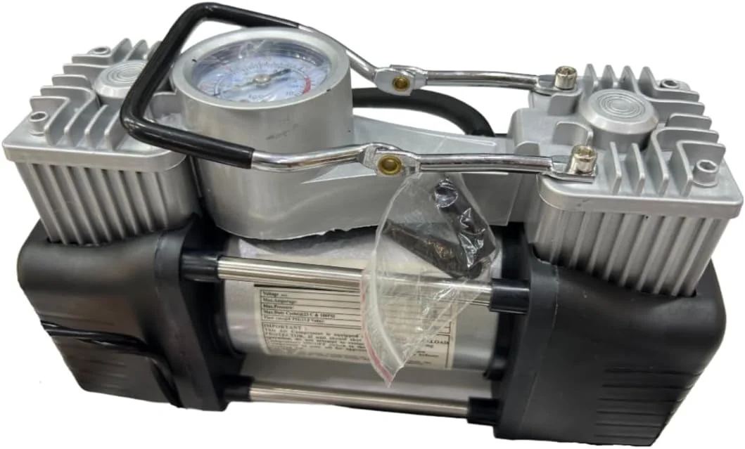 کمپرسور هوای دو سیلندر قابل حمل رویال مدل DYT-728، پمپ باد چند منظوره خودرو با ابزار دقیق، 12 ولت/30 آمپر/150 PSI مناسب برای لاستیک خودرو/موتور/کامیون به همراه فشارسنج کمپرسور هوای دو سیلندر قابل حمل رویال مدل DYT-728، پمپ باد چند منظوره خودرو با ابزار دقیق، 12 ولت/30 آمپر/150 PSI مناسب برای لاستیک خودرو/موتور/کامیون به همراه فشارسنج