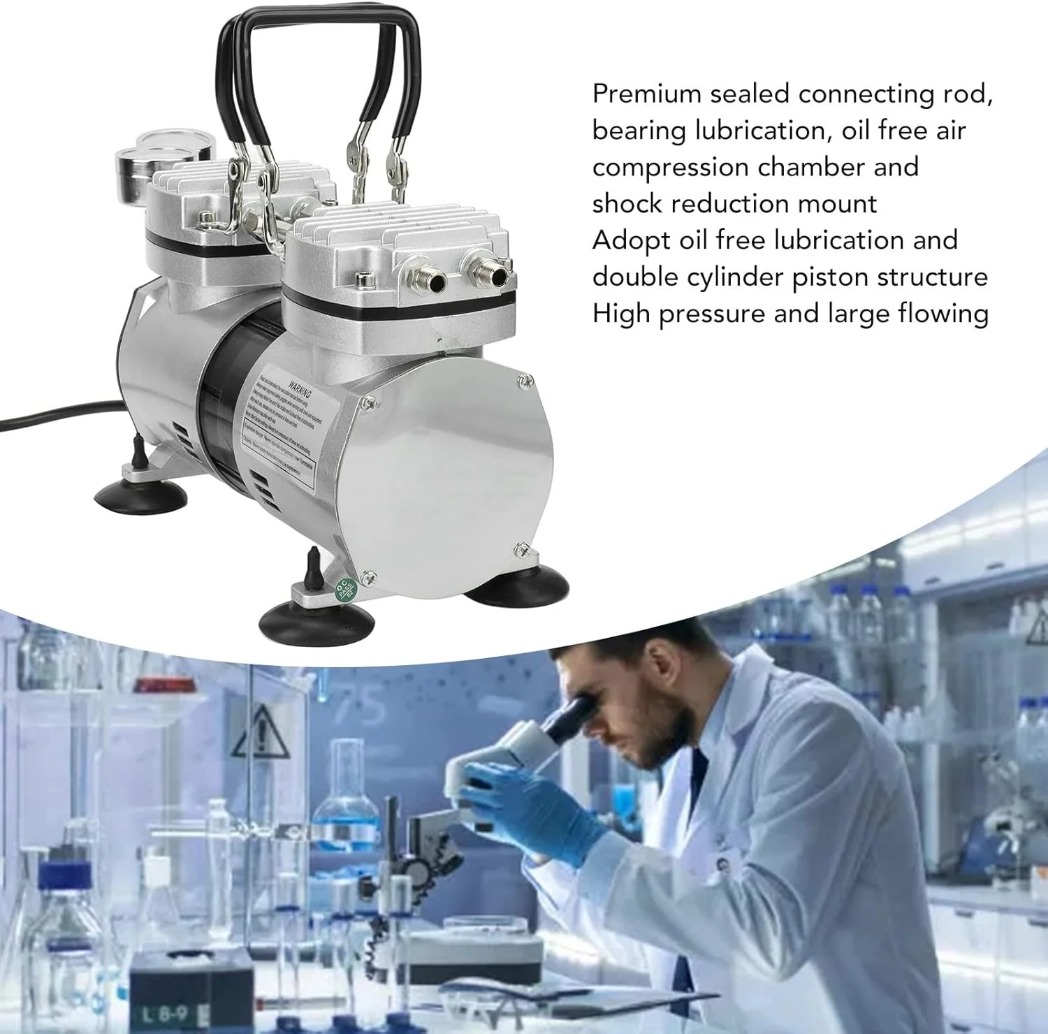 پمپ هوای خلاء بدون روغن ERTUUYD، کمپرسور هوای قابل حمل کوچک 1/4 اسب بخار با فشار بالا و جریان بزرگ برای مصارف خانگی پمپ هوای خلاء بدون روغن ERTUUYD، کمپرسور هوای قابل حمل کوچک 1/4 اسب بخار با فشار بالا و جریان بزرگ برای مصارف خانگی