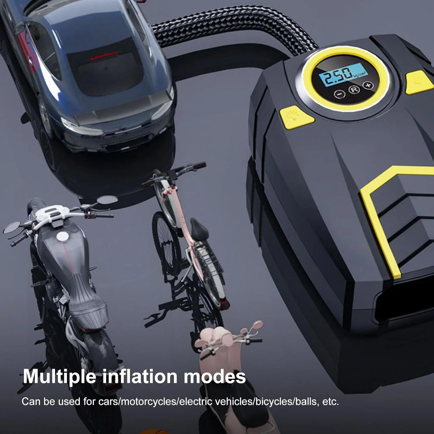 کمپرسور هوای قابل حمل | پمپ باد تایر قابل حمل، 3 حالت روشنایی، جمع و جور، چند منظوره، لوازم جانبی برای توپ های ورزشی، موتور سیکلت، منزل، خانواده کمپرسور هوای قابل حمل | پمپ باد تایر قابل حمل، 3 حالت روشنایی، جمع و جور، چند منظوره، لوازم جانبی برای توپ های ورزشی، موتور سیکلت، منزل، خانواده