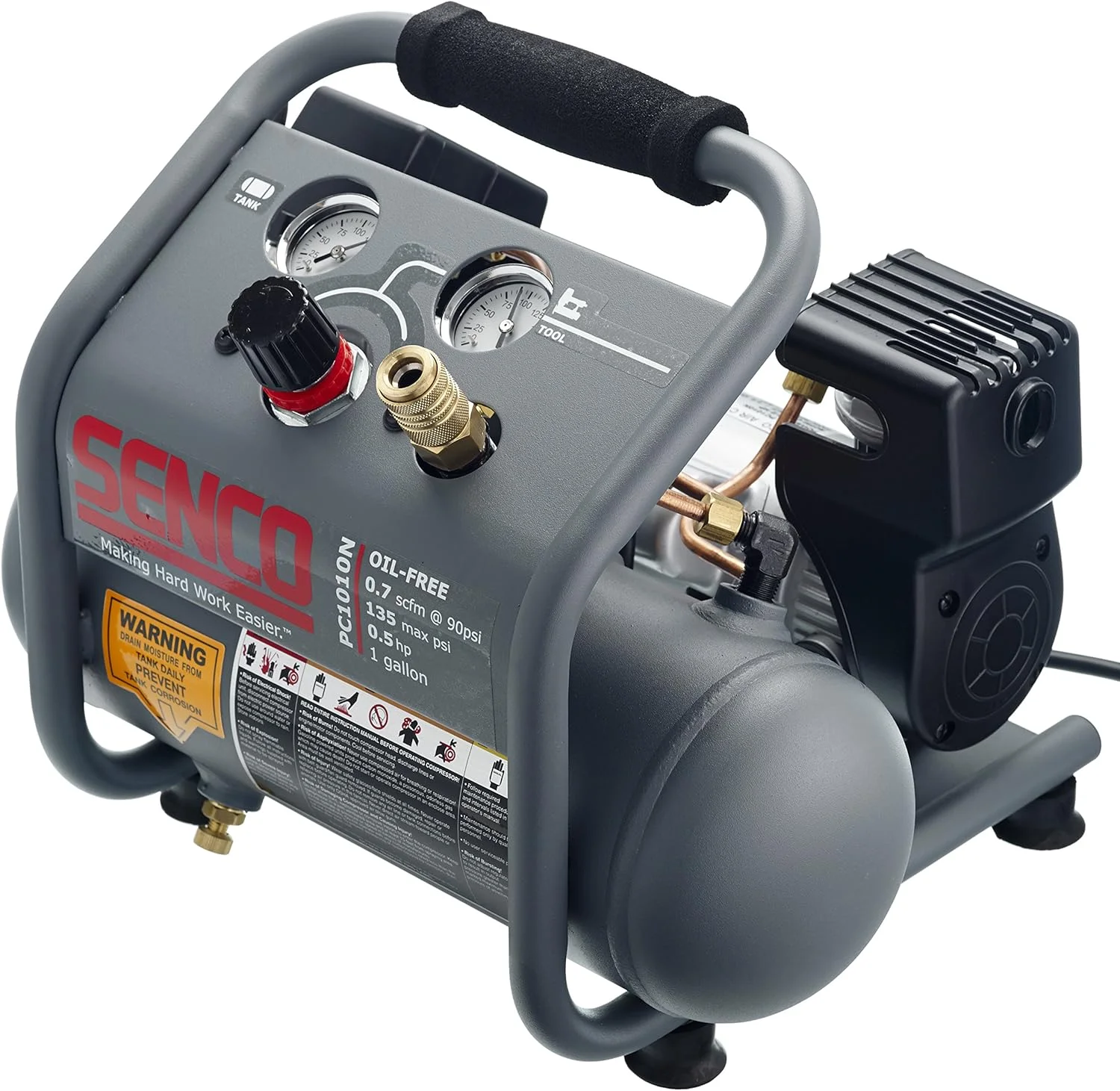 کمپرسور سوسیسی قابل حمل سنکو PC1010N با قدرت 1/2 اسب بخار، مناسب برای پرداخت و تریم، خاکستری