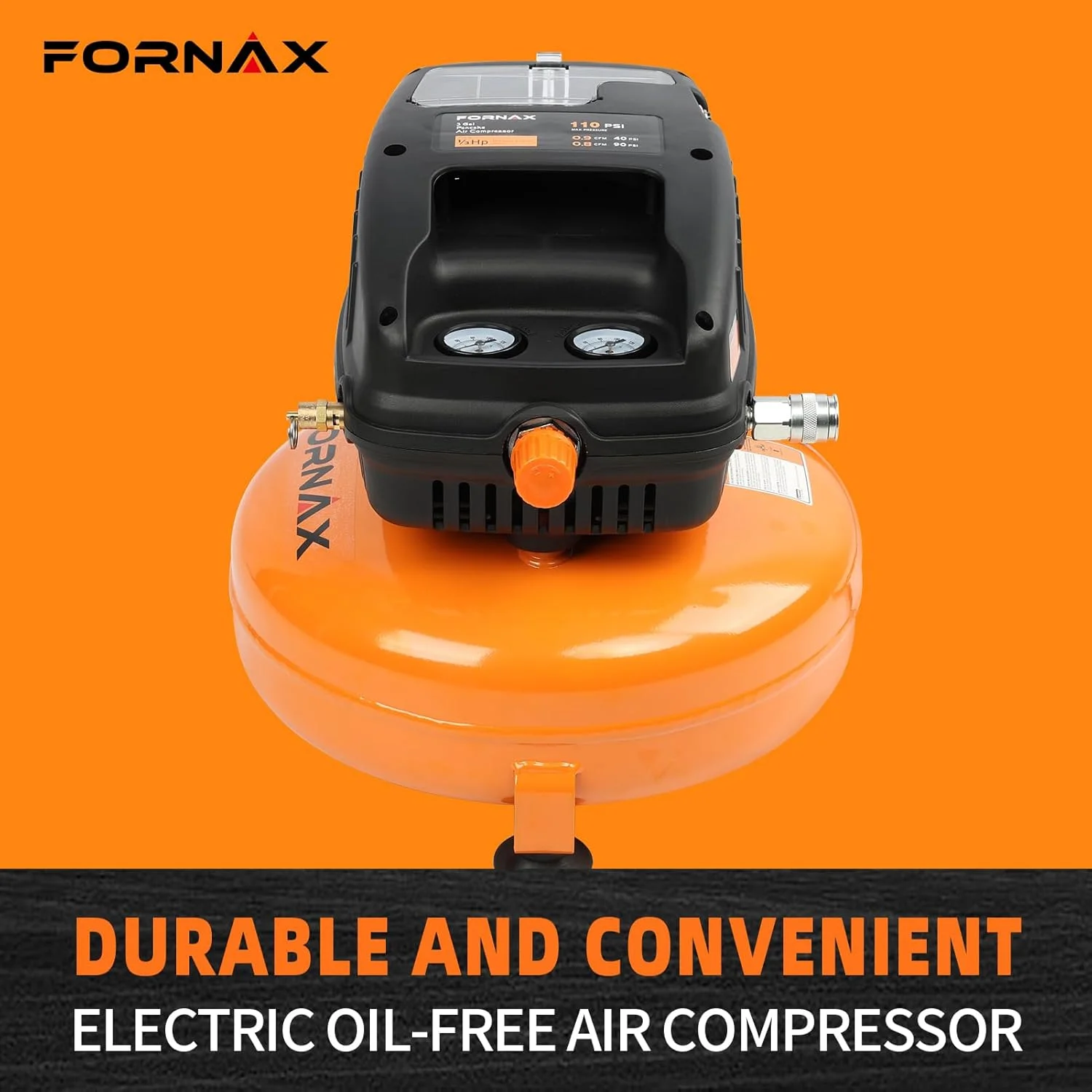 کمپرسور هوای پنکیکی FORNAX، ۳ گالن، ۱۰۰ PSI، کمپرسور هوای قابل حمل، بدون روغن