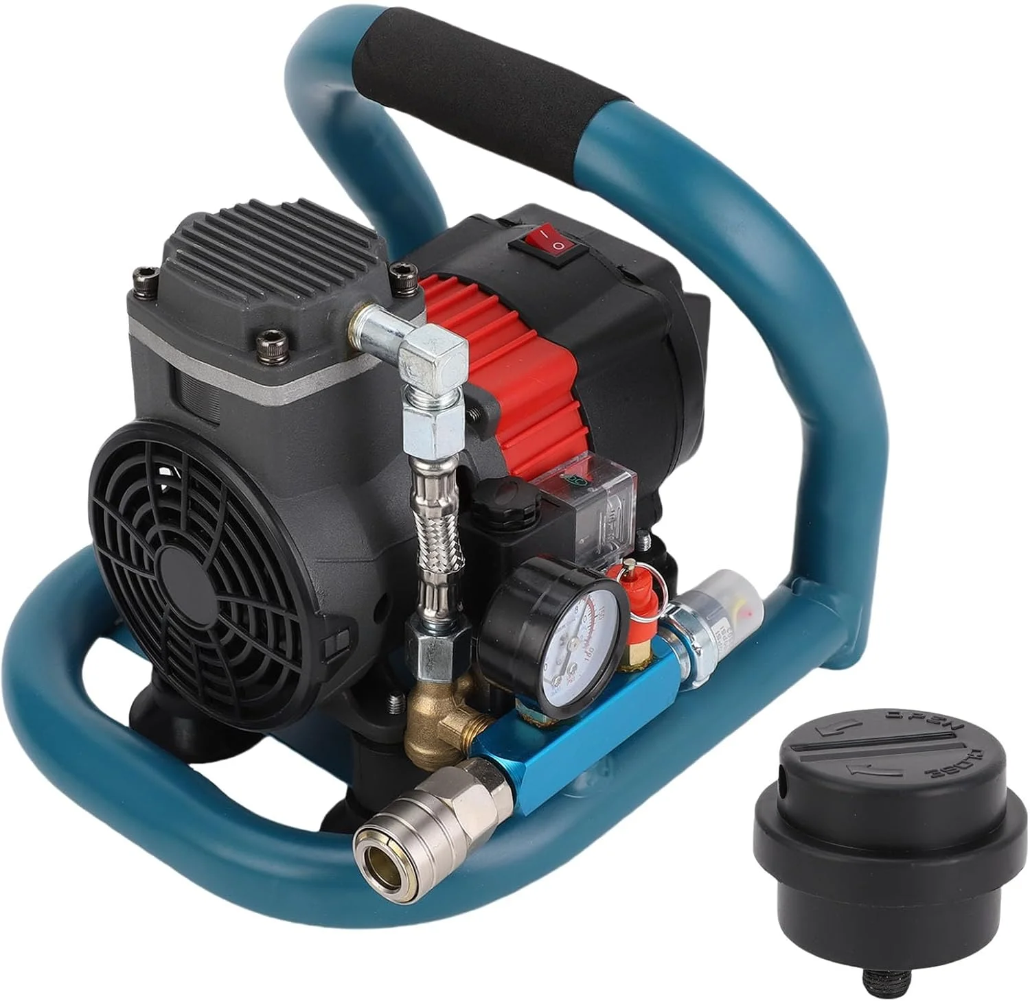 پمپ باد قابل حمل Fockety، کمپرسور هوا 1.5 لیتری 2800 دور در دقیقه، پمپ باد 8 بار برای خودرو، کامیون، لاستیک های شاسی بلند، قایق بادی، تخت بادی، مناسب برای باتری های BL1830B BL1840B BL1850B