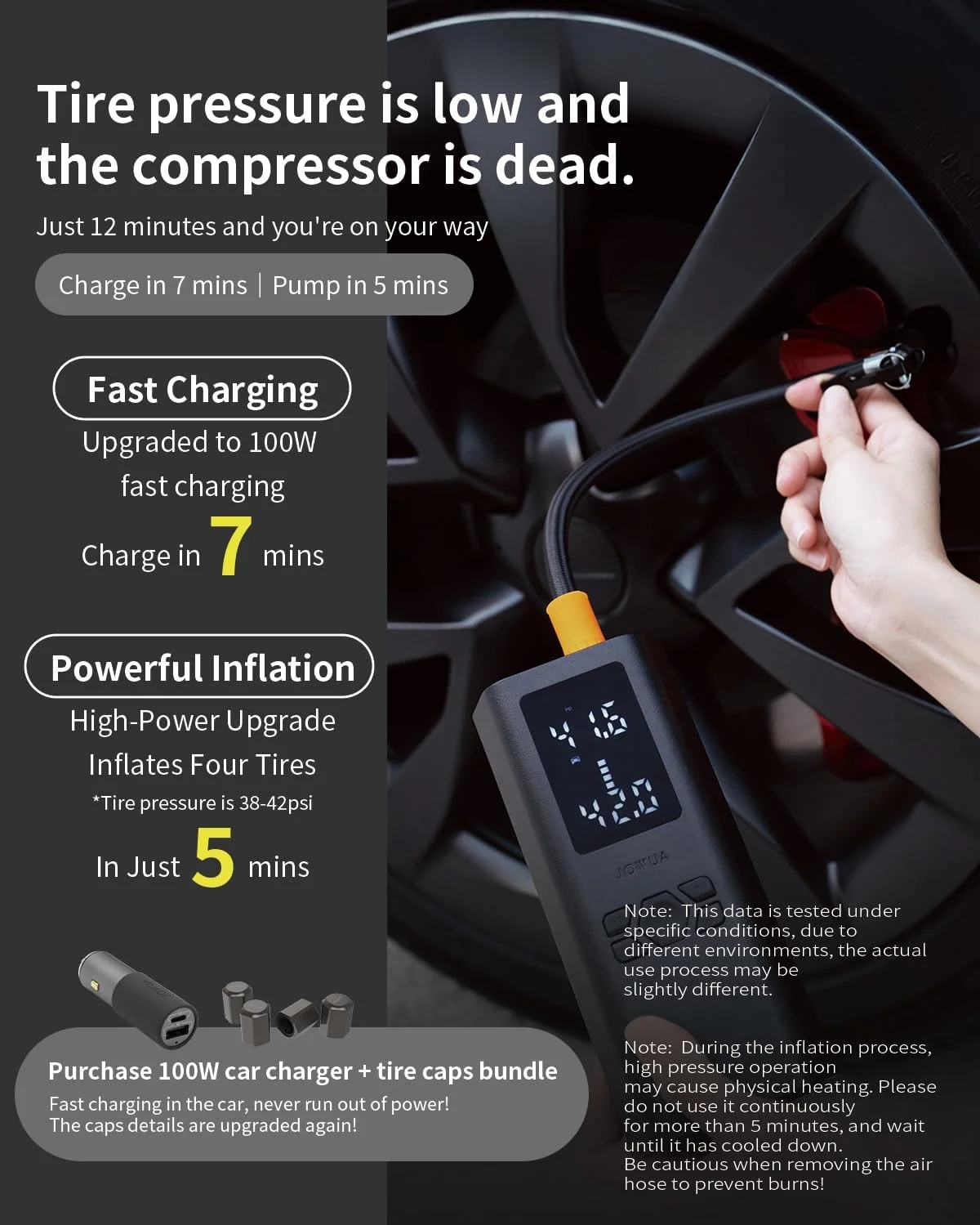 کمپرسور هوای قابل حمل ۱۰۰ واتی JOWUA برای تسلا