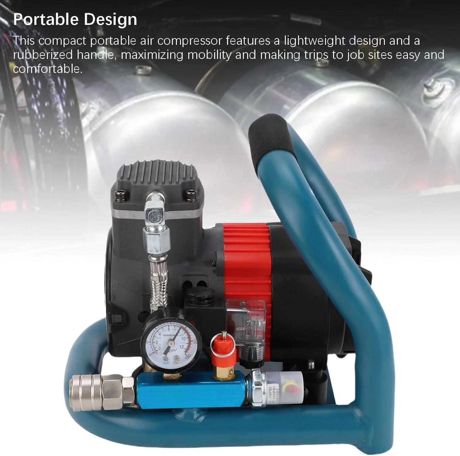 پمپ باد قابل حمل Fockety، کمپرسور هوا 1.5 لیتری 2800 دور در دقیقه، پمپ باد 8 بار برای خودرو، کامیون، لاستیک های شاسی بلند، قایق بادی، تخت بادی، مناسب برای باتری های BL1830B BL1840B BL1850B