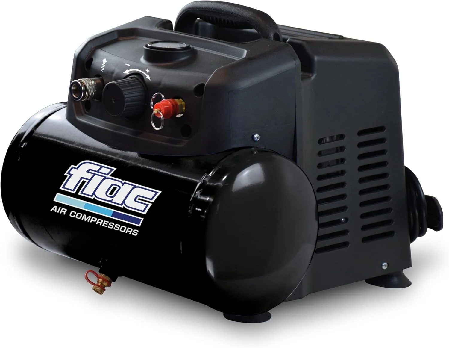 کمپرسور هوای قابل حمل FIAC CUBY، بدون روغن، حداکثر فشار 8 بار، 1.5 اسب بخار، مخزن 6 لیتری، سطح نویز 97 دسی بل