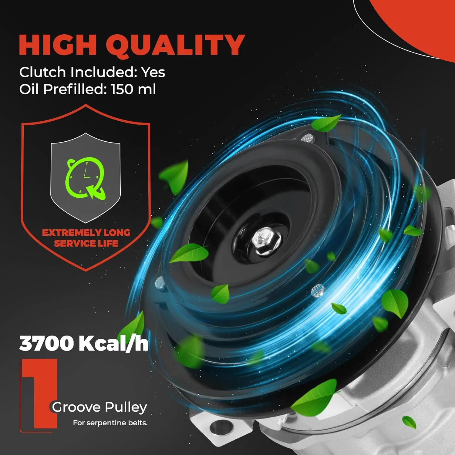 کمپرسور کولر گازی با کلاچ سازگار با Hino 238 268 338 L6 7.7L سال 2005-2010، 258 2006-2010 L6 7.7L جایگزین قطعه #88310-1800A