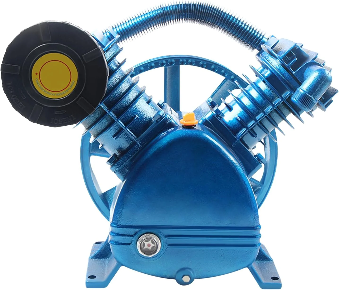 سر پمپ کمپرسور هوا 5.5 اسب بخار، 175PSI، نوع V، دو سیلندر، پمپ کمپرسور هوا قابل حمل دو مرحله ای برای کارخانه ها و تعمیر خودرو (سر پمپ + فلایویل)