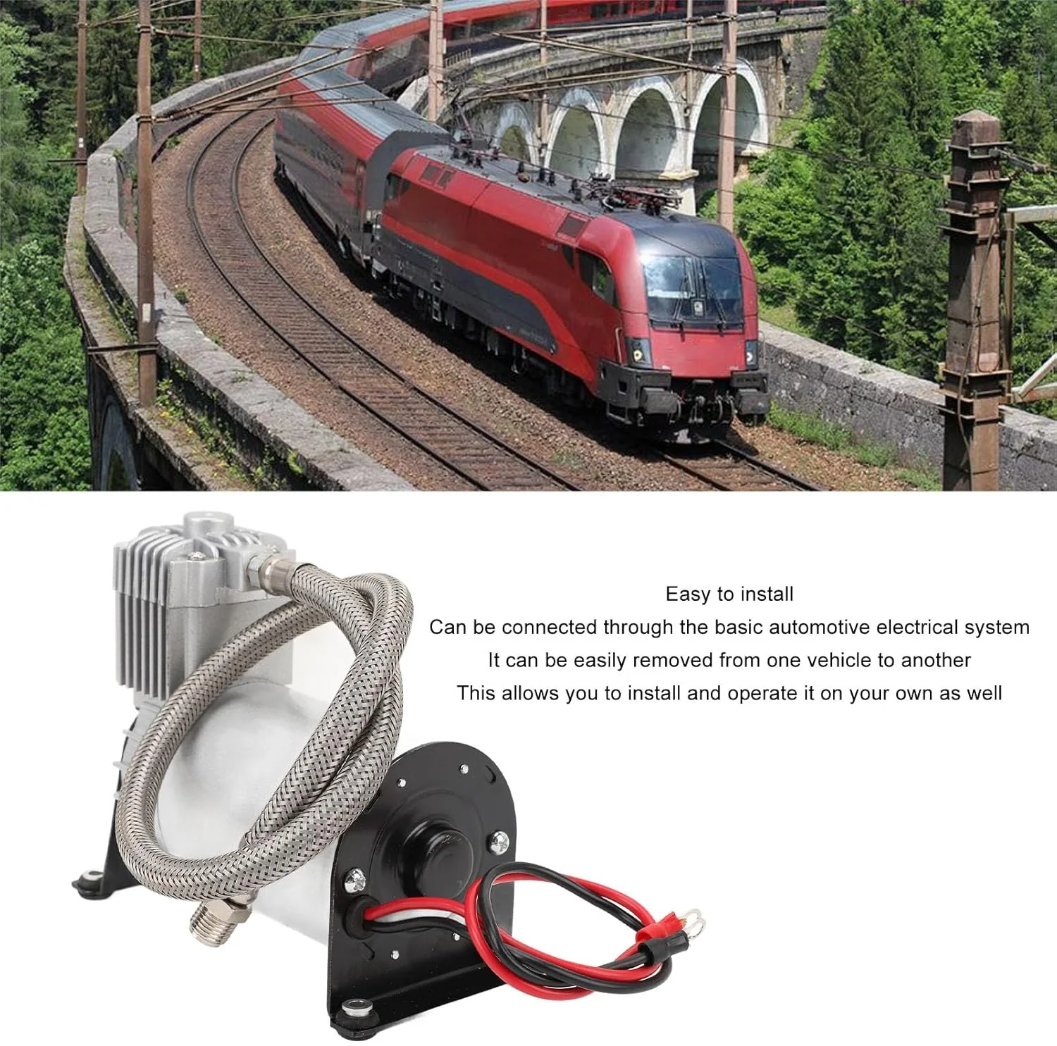 کمپرسور بادی شیپوری 150PSI پمپ هوای جایگزین کمپرسور شیپوری برای قطارها کامیون ها قایق های تفریحی DC 12V 24V