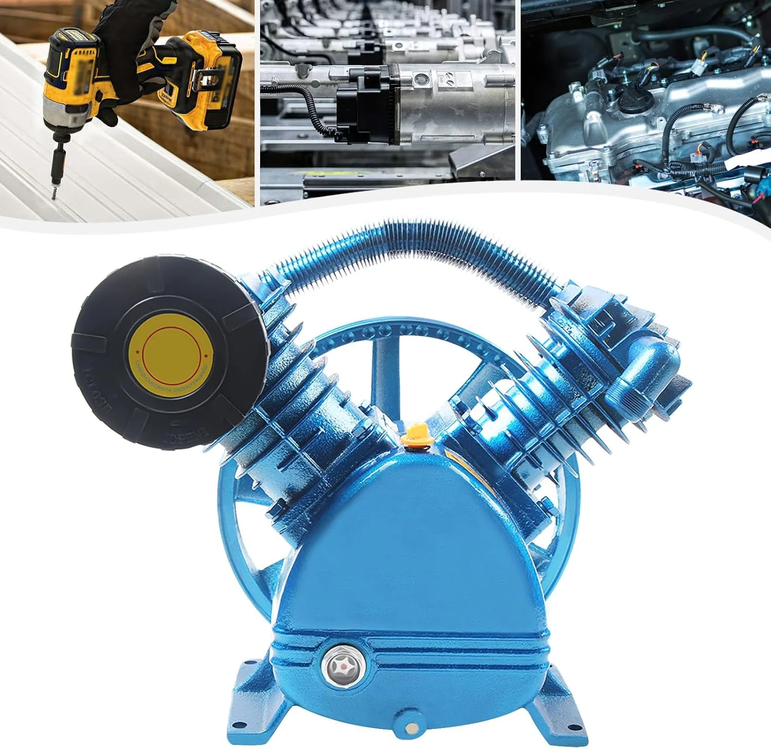 سر پمپ کمپرسور هوا 5.5 اسب بخار، 175PSI، نوع V، دو سیلندر، پمپ کمپرسور هوا قابل حمل دو مرحله ای برای کارخانه ها و تعمیر خودرو (سر پمپ + فلایویل) سر پمپ کمپرسور هوا 5.5 اسب بخار، 175PSI، نوع V، دو سیلندر، پمپ کمپرسور هوا قابل حمل دو مرحله ای برای کارخانه ها و تعمیر خودرو (سر پمپ + فلایویل)