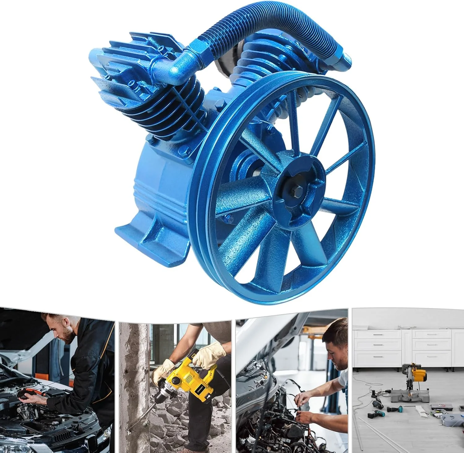 سر پمپ کمپرسور هوا 5.5 اسب بخار، 175PSI، نوع V، دو سیلندر، پمپ کمپرسور هوا قابل حمل دو مرحله ای برای کارخانه ها و تعمیر خودرو (سر پمپ + فلایویل) سر پمپ کمپرسور هوا 5.5 اسب بخار، 175PSI، نوع V، دو سیلندر، پمپ کمپرسور هوا قابل حمل دو مرحله ای برای کارخانه ها و تعمیر خودرو (سر پمپ + فلایویل)