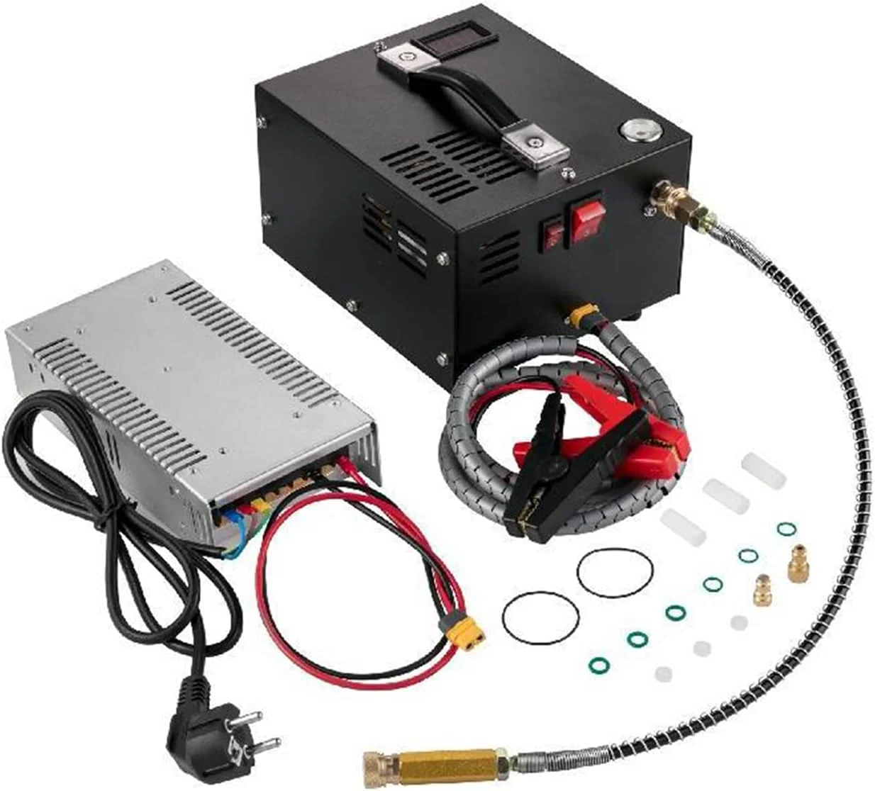 پمپ کمپرسور هوای PCP قابل حمل SPLIND، 4500Psi 30Mpa، فشار قوی 110V/220VAC 12VDC به همراه ترانسفورماتور برای تفنگ بادی